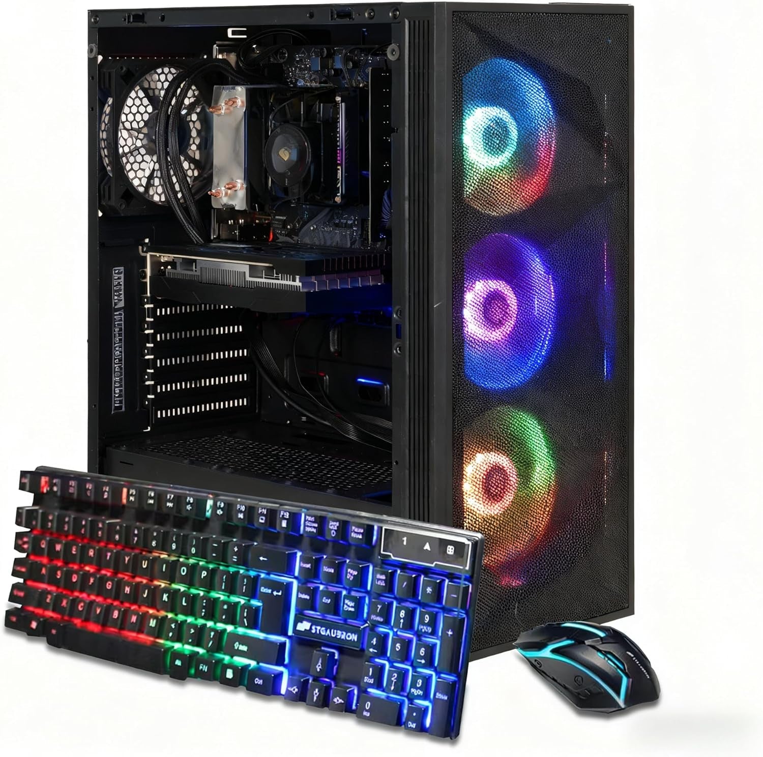 Gaming PC Desktop Computer, AMD Ryzen 7 5700X up to 4.6G, Geforce RTX 3050 6G, 16GB DDR4, 1TB SSD, Wifi 6 & BT 5.2, RGB Fan X4, Windows 11 Home